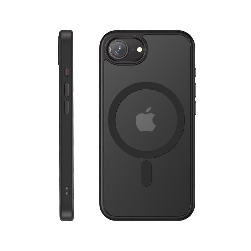 Crong Hybrid Frost MAG Cover - Custodia MagSafe per iPhone 16e (Nero) - 4