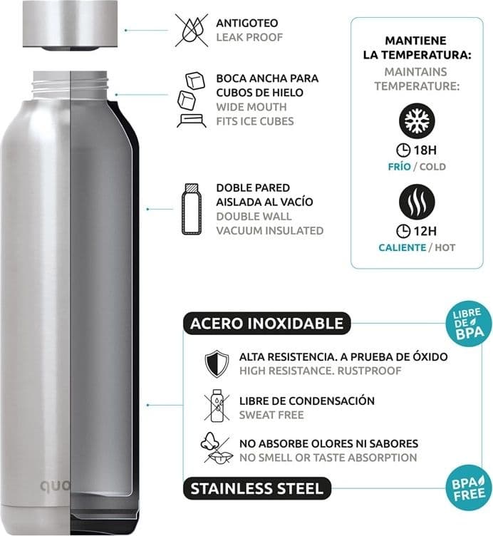 Quokka Solid - Bottiglia termica in acciaio inox 510 ml (rosso mattone refrattario) - 3