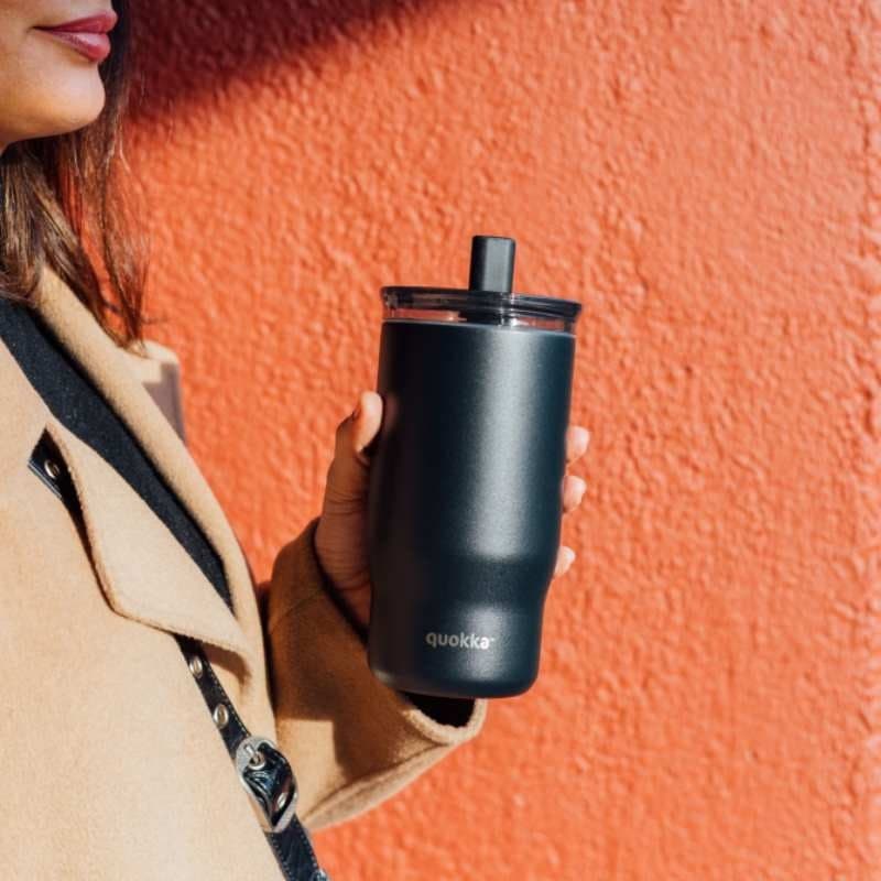 Quokka Mist - Tazza termica in acciaio inox da 720 ml con cannuccia (nera) - 3