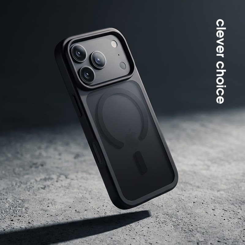 Crong Hybrid Matte Magnetic - Custodia MagSafe per iPhone 18 Pro / 17 Pro (Nero) - 3