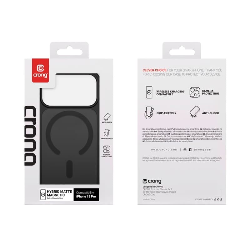 Crong Hybrid Matte Magnetic - Custodia MagSafe per iPhone 18 Pro / 17 Pro (Nero) - 4