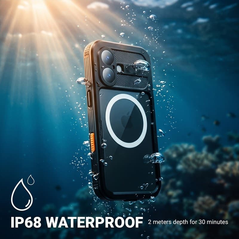 Crong Seal Cover - Custodia impermeabile IP68 per iPhone 17 (nera) - 3