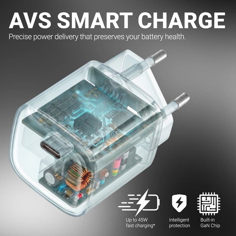 Crong NEO GaN Charger - Caricabatterie USB-C 40W PD con AVS (bianco) - 4