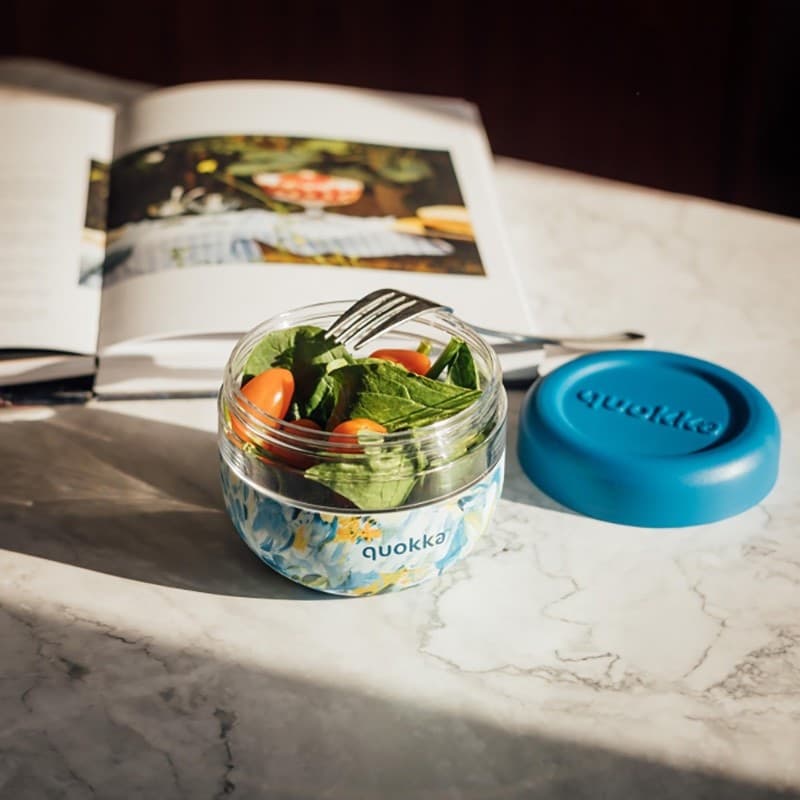 Quokka Bubble Food Jar - Contenitore per alimenti / Lunchbox 500 ml (Peonie blu) - 2