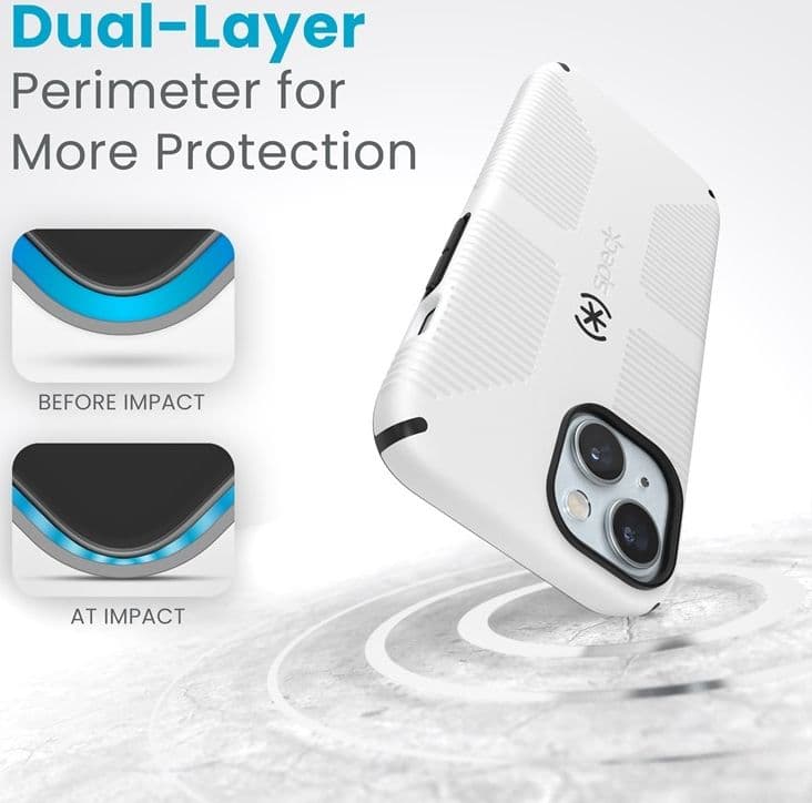 Speck Candyshell Grip MagSafe - Custodia per iPhone 17e / 16e / 15 / 14 / 13 (bianco / nero) - 2