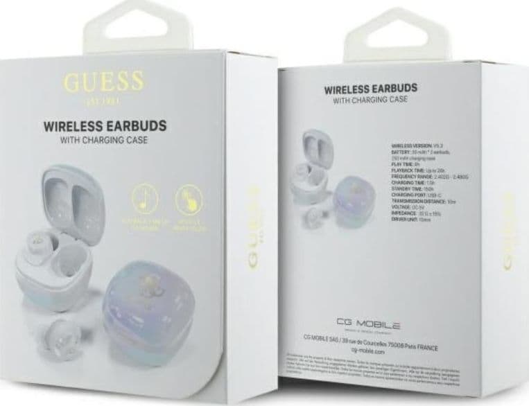 Guess 4G Printed Logo - Bluetooth TWS Headphones + Charging Case (White) - 6