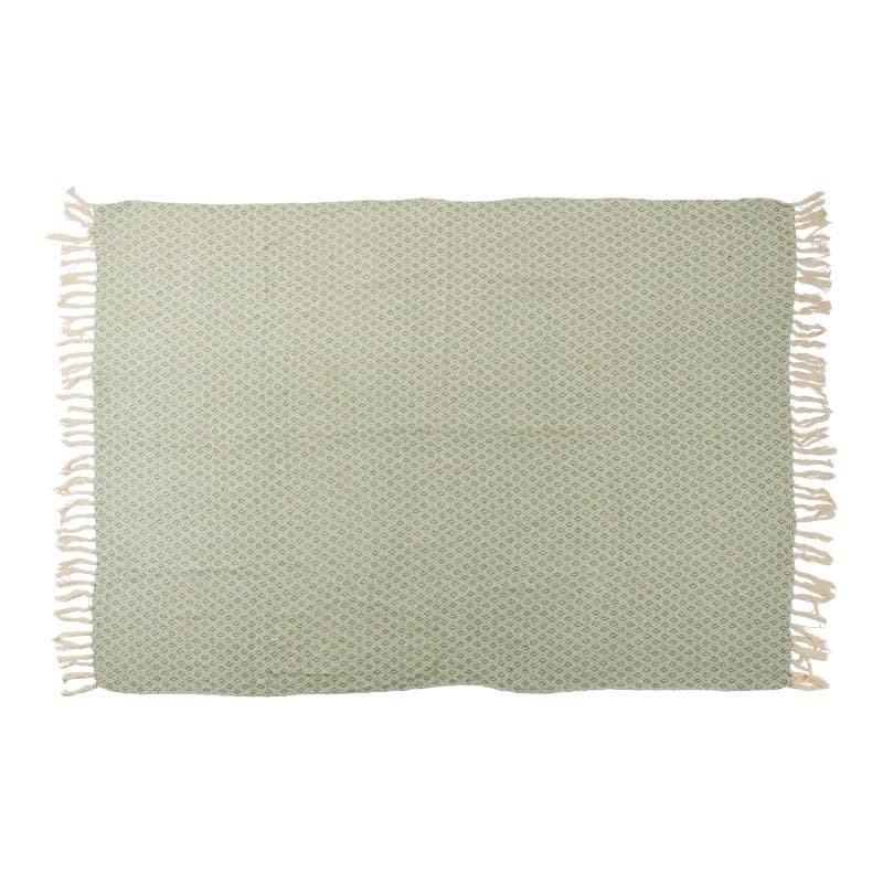 Arti Casa - Coperta in cotone con motivo a rombi 130x170 cm (Verde / Bianco) - 2