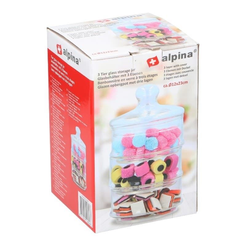 Alpina - Contenitore/barattolo in vetro per dolciumi, 3 livelli, 12x23 cm - 7