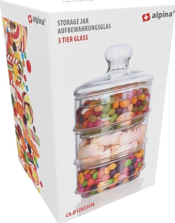 Alpina - Contenitore/barattolo in vetro per dolciumi, 3 livelli, 12x23 cm - 8