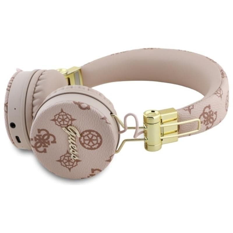Guess Peony Script Round Shape - Wireless Over-Ear Bluetooth ENC Headphones (Brown) - 2