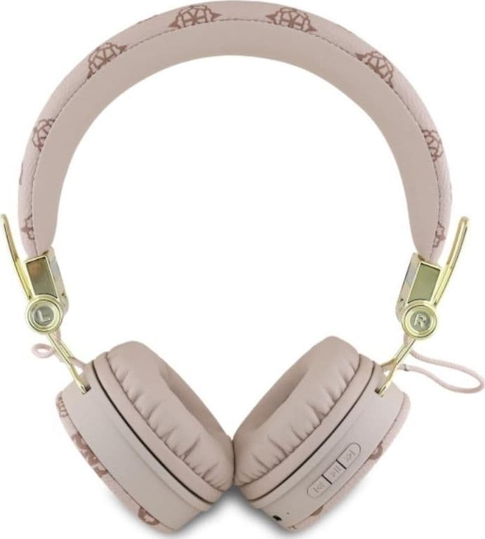 Guess Peony Script Round Shape - Wireless Over-Ear Bluetooth ENC Headphones (Brown) - 3