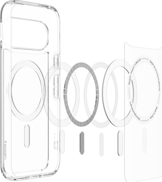 Spigen Ultra Hybrid Mag MagSafe - Custodia per Google Pixel 11 (Trasparente/Bianco) - 6