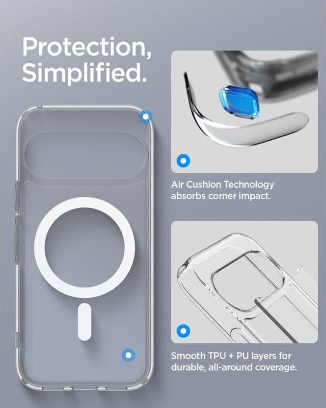 Spigen Ultra Hybrid Mag MagSafe - Custodia per Google Pixel 11 (Trasparente/Bianco) - 8