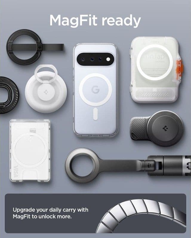 Spigen Ultra Hybrid Mag MagSafe - Custodia per Google Pixel 11 (Trasparente/Bianco) - 9