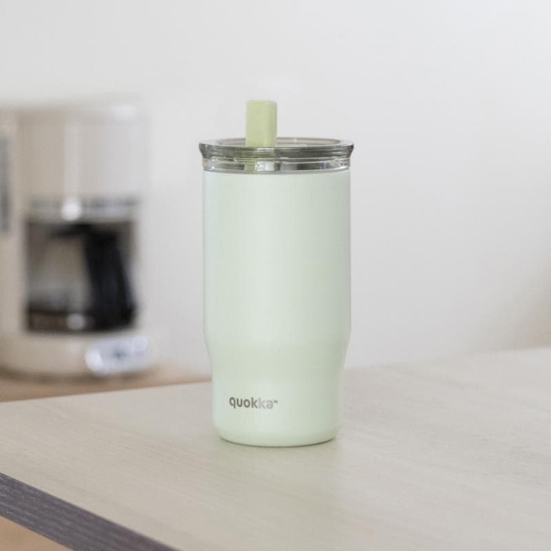 Quokka Mist - Tazza termica in acciaio inox da 720 ml con cannuccia (verde pastello) - 3