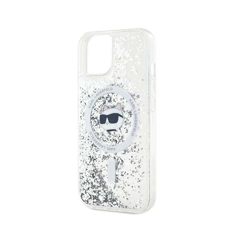 Karl Lagerfeld Liquid Glitter Choupette Head MagSafe - iPhone 13 Case (Transparent) - 6