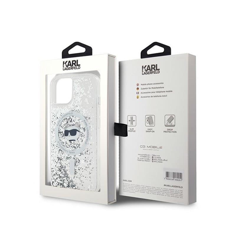 Karl Lagerfeld Liquid Glitter Choupette Head MagSafe - iPhone 13 Case (Transparent) - 8
