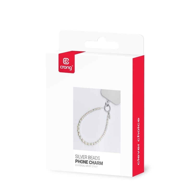 Crong Phone Charm - Ciondolo per telefono con cordino (perline d'argento) - 4