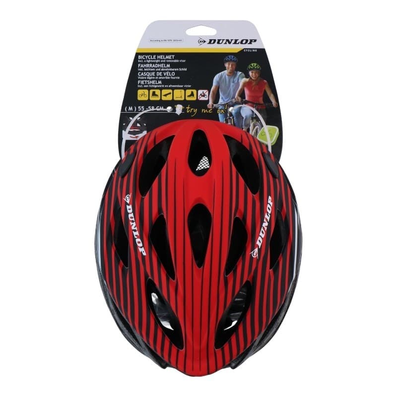 Dunlop - Casco da MTB regolabile, taglia M 55-58 cm (rosso-nero) - 3