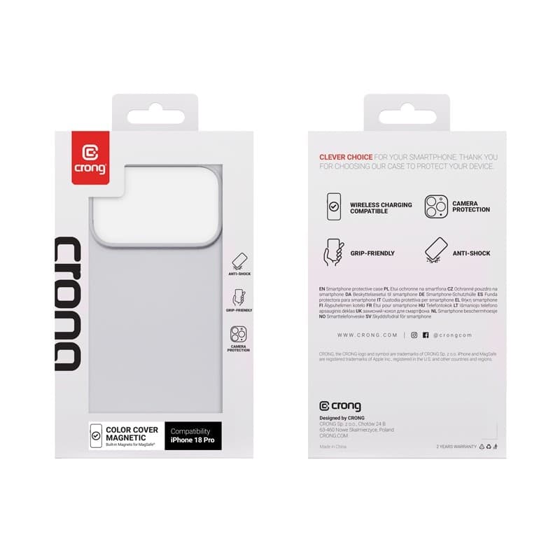 Crong Color Cover Magnetic - Custodia MagSafe per iPhone 18 Pro / 17 Pro (Grigio) - 5