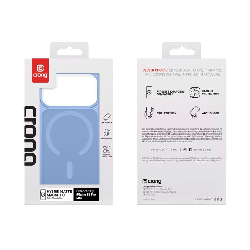 Crong Hybrid Matte Magnetic - Custodia MagSafe per iPhone 18 Pro Max / 17 Pro Max (Blu) - 4