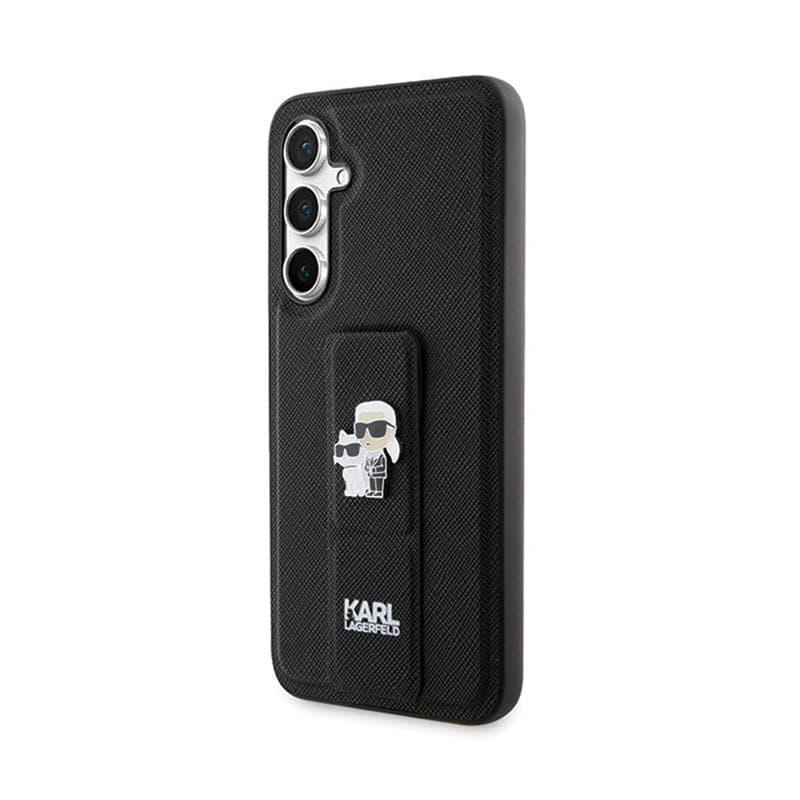 Karl Lagerfeld Gripstand Saffiano Karl & Choupette Pins - Samsung Galaxy S23 FE Case (black) - 2