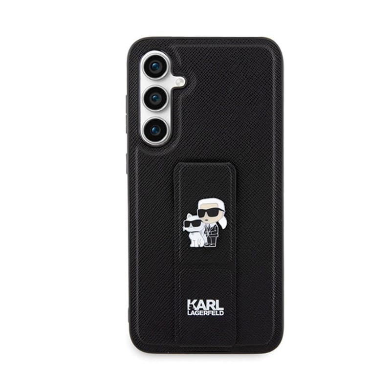 Karl Lagerfeld Gripstand Saffiano Karl & Choupette Pins - Samsung Galaxy S23 FE Case (black) - 3