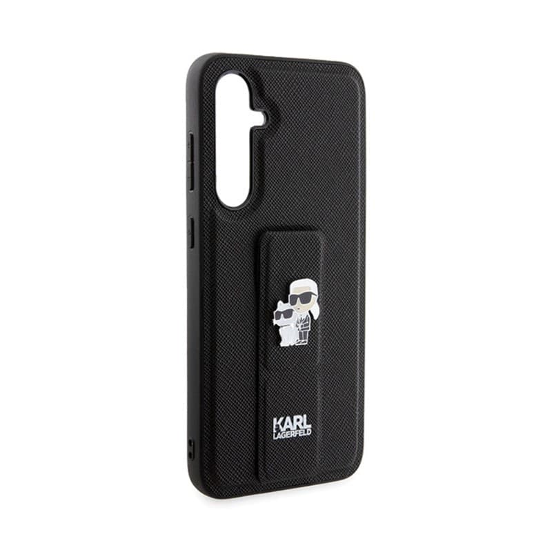 Karl Lagerfeld Gripstand Saffiano Karl & Choupette Pins - Samsung Galaxy S23 FE Case (black) - 4