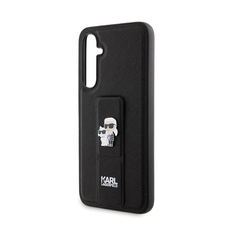Karl Lagerfeld Gripstand Saffiano Karl & Choupette Pins - Samsung Galaxy S23 FE Case (black) - 5