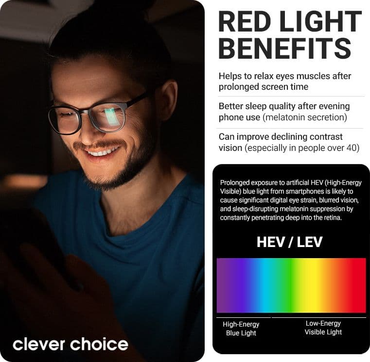 Crong OptiRed Glass - Vetro temperato con filtro luce blu per iPhone 17 Pro - 5