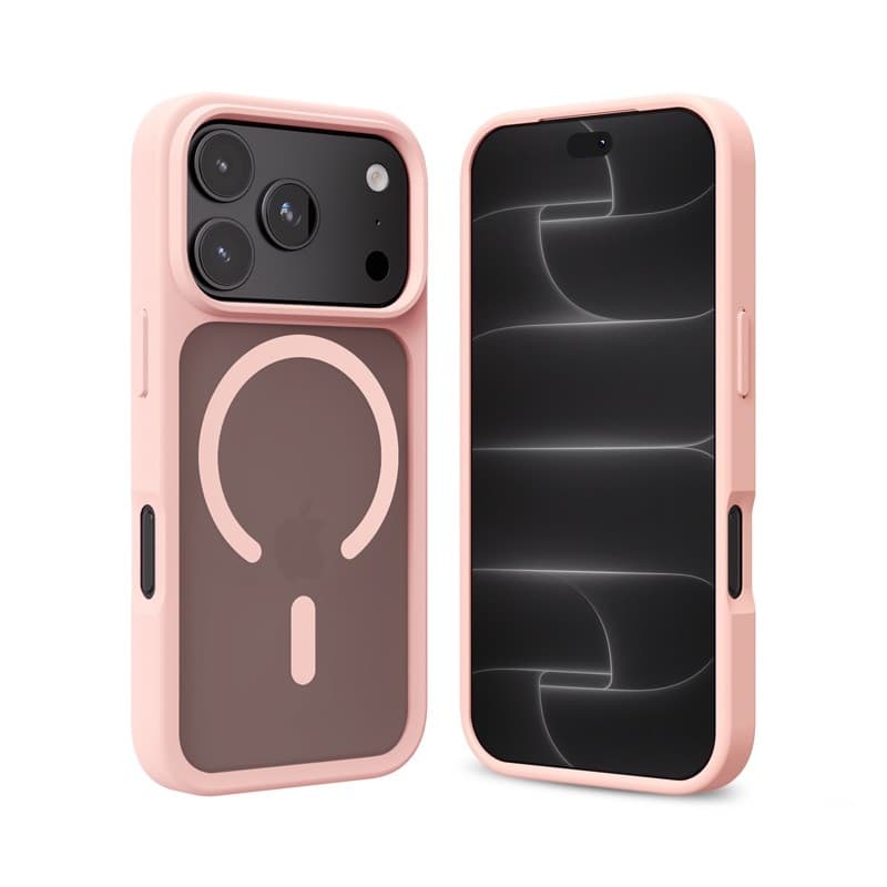 Crong Hybrid Matte Magnetic - Custodia MagSafe per iPhone 18 Pro / 17 Pro (Rosa) - 5