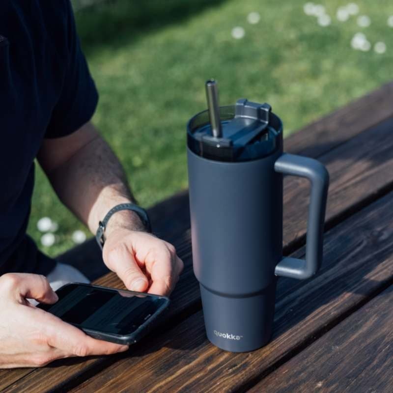 Quokka Stream - Tazza termica in acciaio inossidabile da 950 ml con cannuccia (grafite) - 3