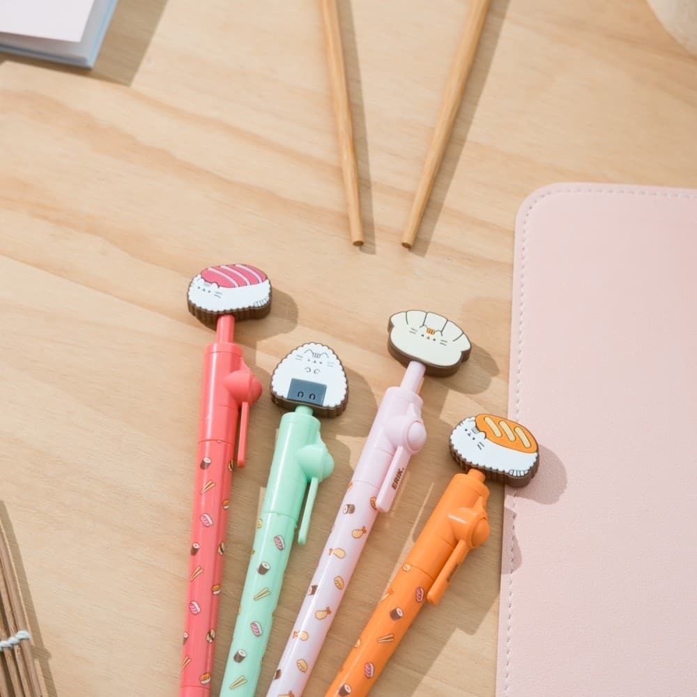 Pusheen - Penna con cappuccio girevole 3D della collezione Sushi Roll (Arancione) - 3