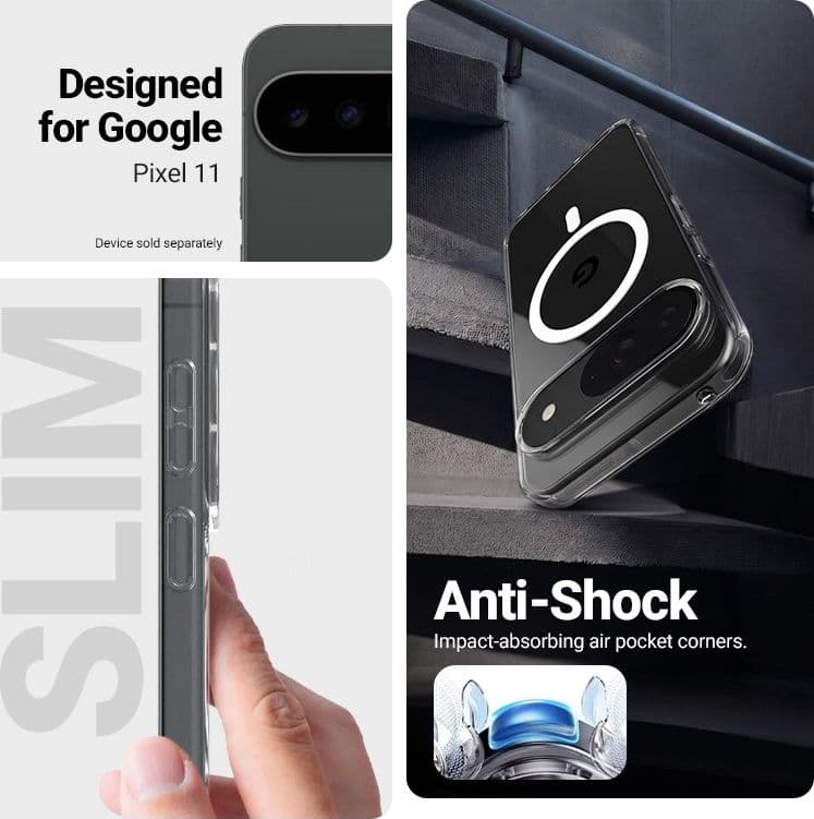 Crong Hybrid Clear Magnetic - Custodia MagSafe per Google Pixel 11 (Trasparente) - 5