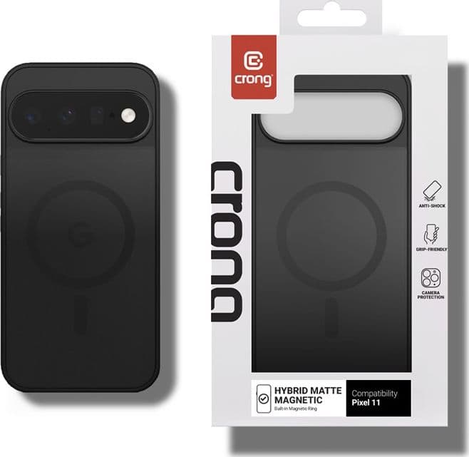 Crong Hybrid Matte Magnetic - Custodia MagSafe per Google Pixel 11 (Nero) - 7