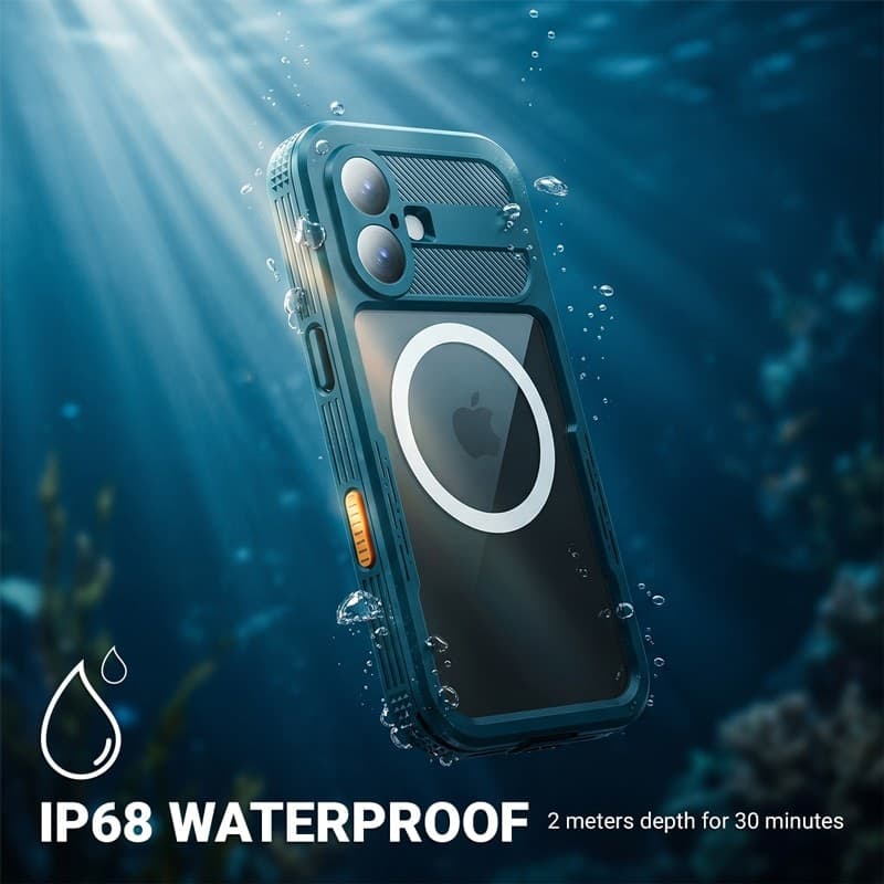 Crong Seal Cover - Custodia impermeabile IP68 per iPhone 17 Pro (Marine) - 2