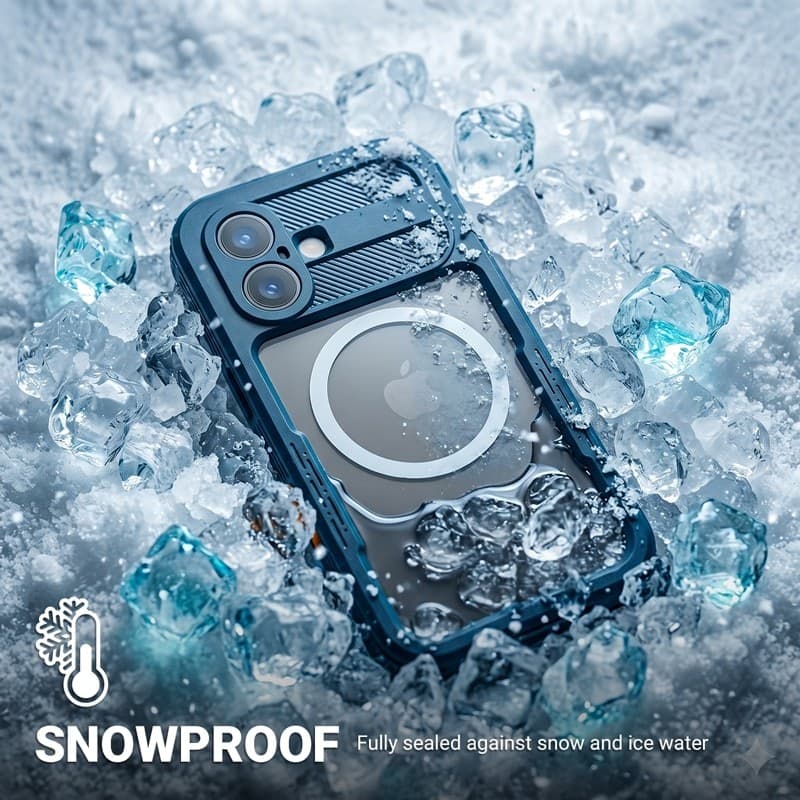 Crong Seal Cover - Custodia impermeabile IP68 per iPhone 16 Pro (Marine) - 3