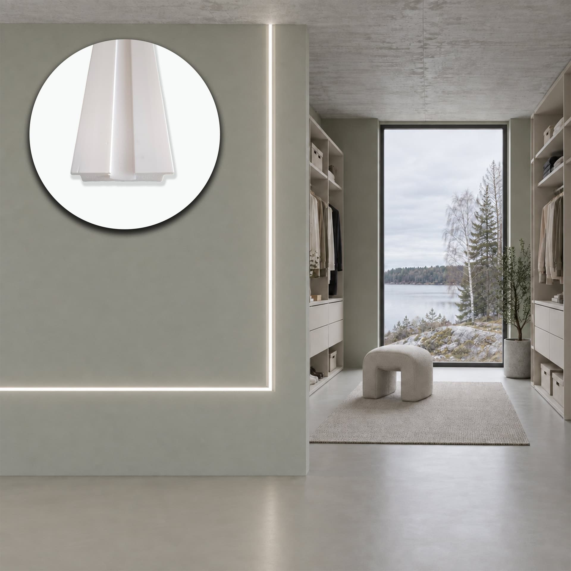 Profilo LED da Incasso per Cartongesso in Polimero 17x80x2700 mm – JX183 – Venduto al Metro Lineare - 2
