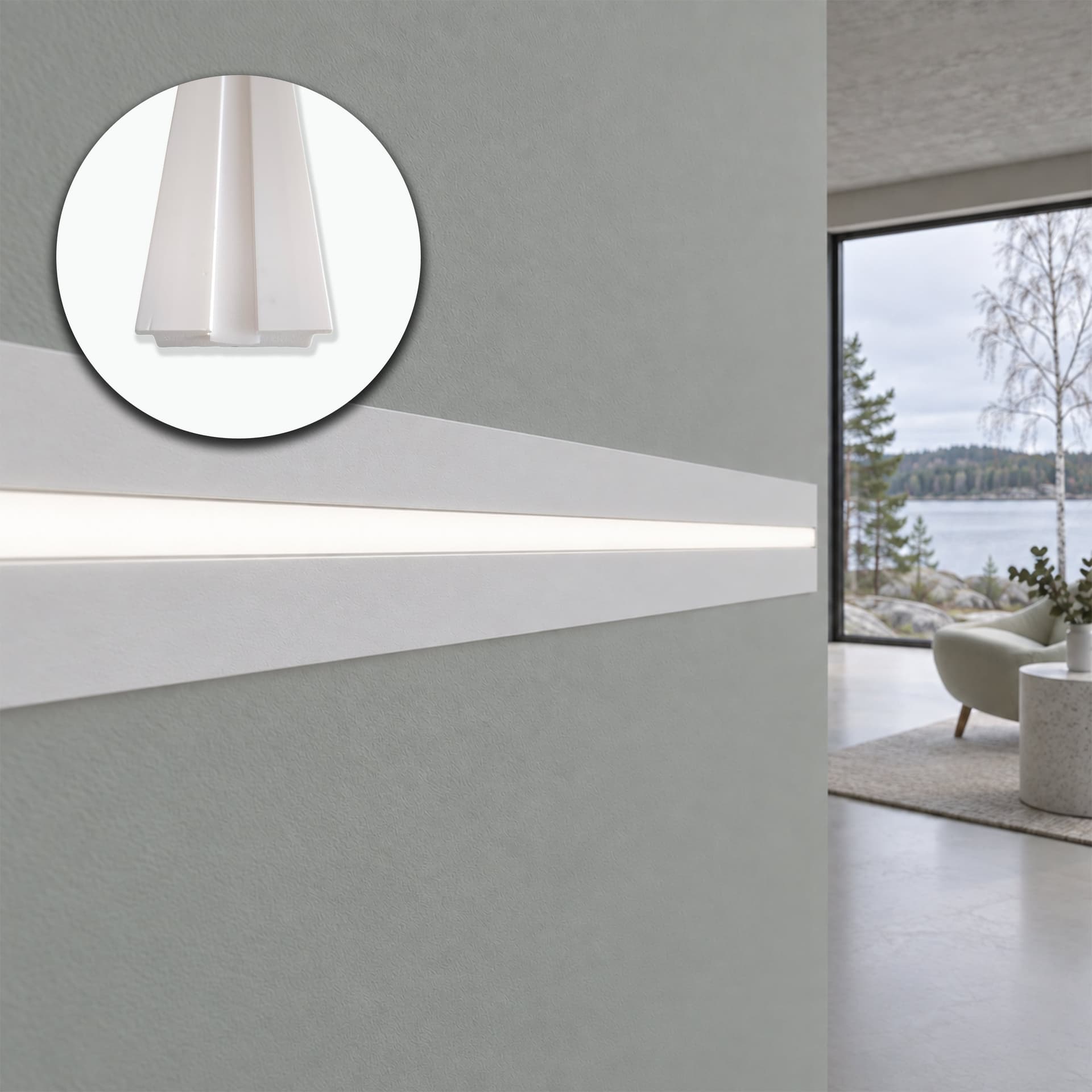 Profilo LED da Incasso per Cartongesso in Polimero 17x80x2700 mm – JX183 – Venduto al Metro Lineare - 3
