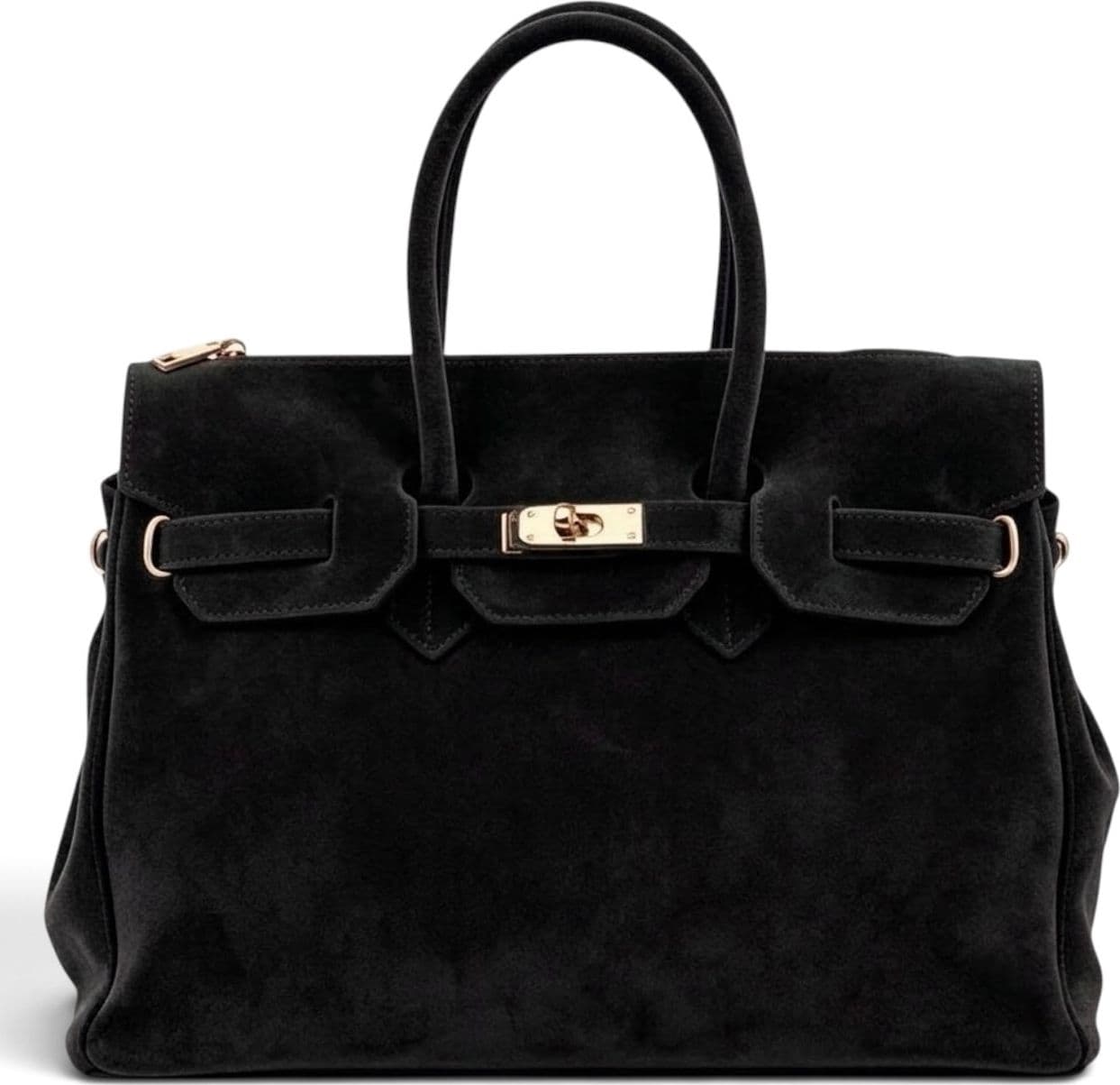 Modarno Borsa Birk a Mano in vera Pelle Scamosciato 40x17x28 cm - 2
