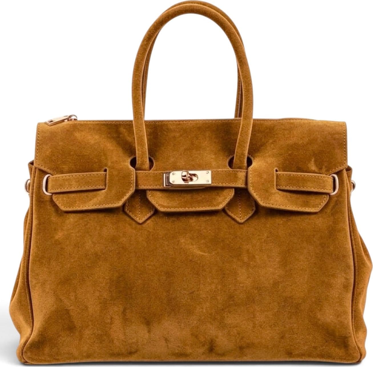 Modarno Borsa Birk a Mano in vera Pelle Scamosciato 40x17x28 cm - 5