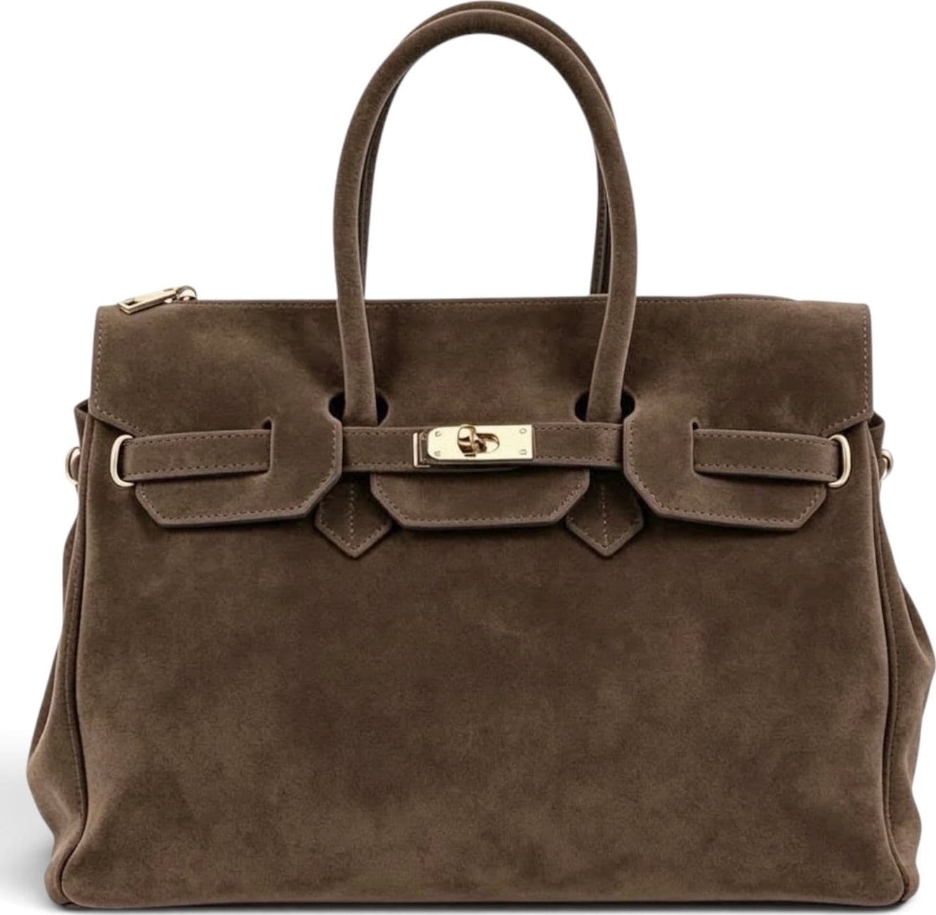 Modarno Borsa Birk a Mano in vera Pelle Scamosciato 40x17x28 cm - 6