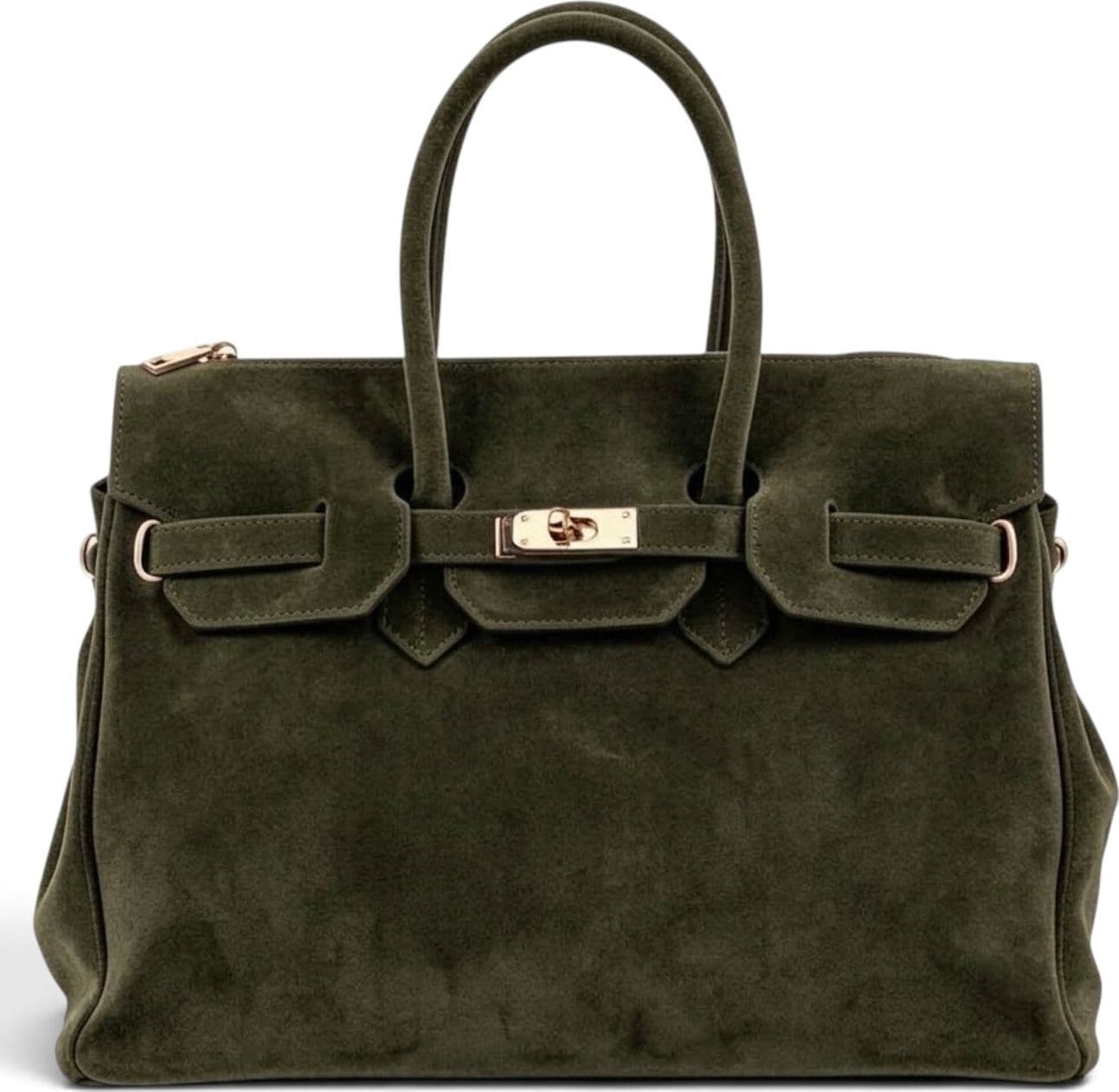 Modarno Borsa Birk a Mano in vera Pelle Scamosciato 40x17x28 cm - 8