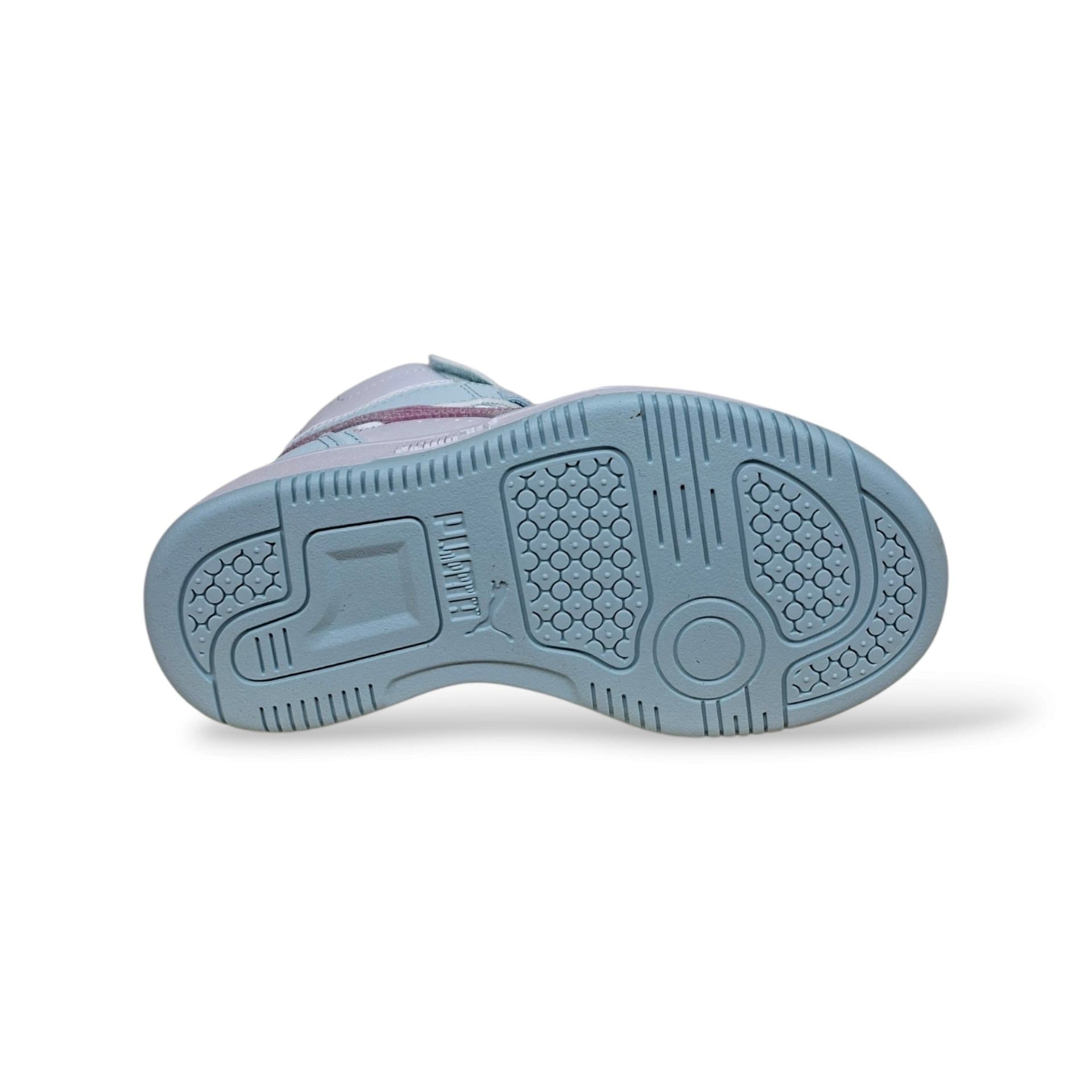Puma Rebound 408373 Sneakers Alte Bambine e Ragazze Bianco Celeste Rosa | Pelle Laccio Elastico Velcro Basket Style Pastel | Taglie 28-35 | Scarpetteria Gica - 5
