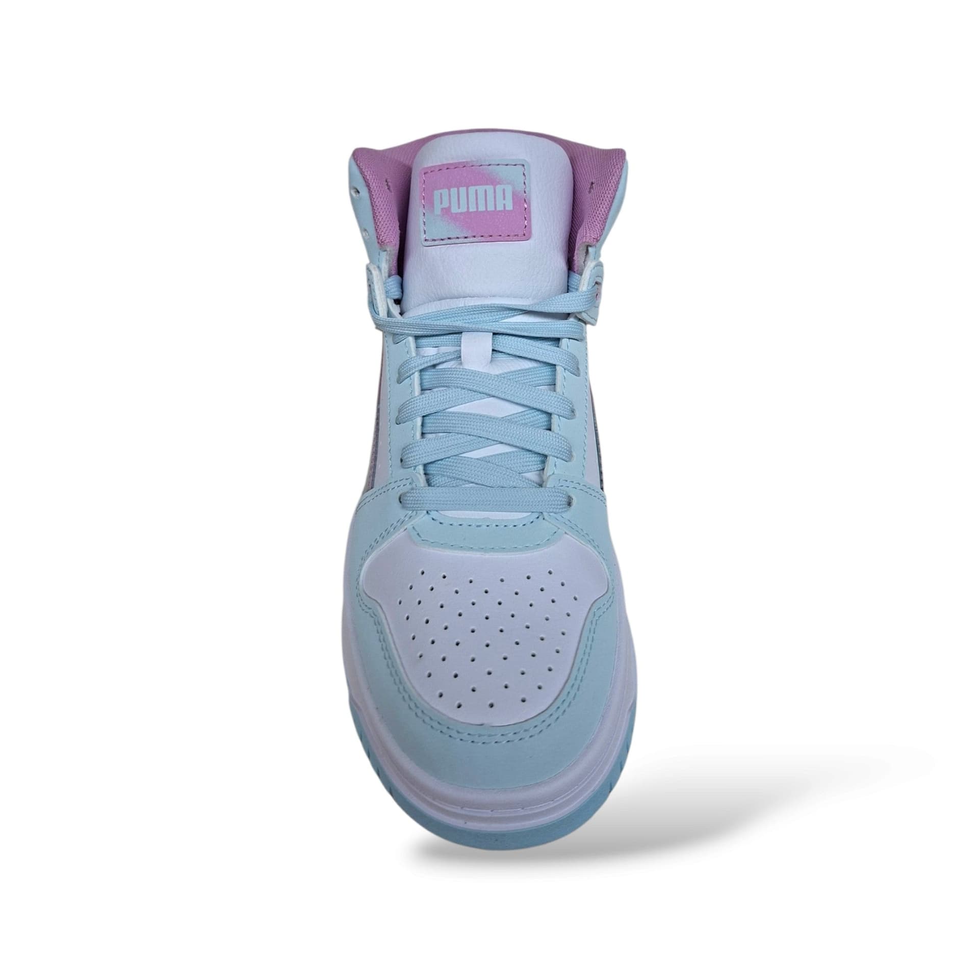 Puma Rebound 408372 Sneakers Alte Ragazze e Donna Bianco Celeste Rosa | Pelle Lacci Basket Style Pastel Femminile | Taglie 36-39 | Scarpetteria Gica - 4