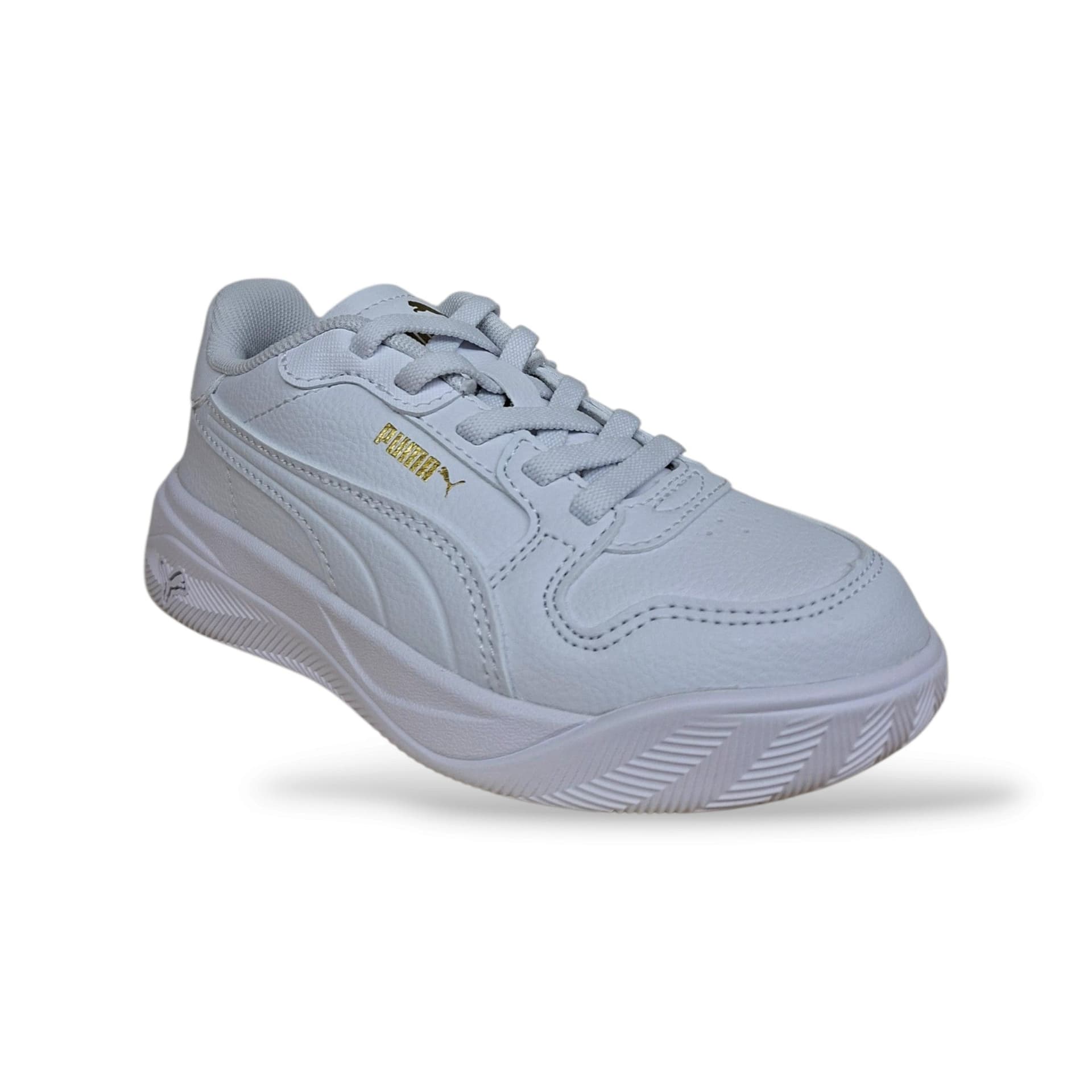 Puma Court Bae 408625 Sneakers Bambini e Ragazzi Bianco | Pelle Laccio Elastico Velcro Tennis Style Minimal Premium | Taglie 28-35 | Scarpetteria Gica - 2