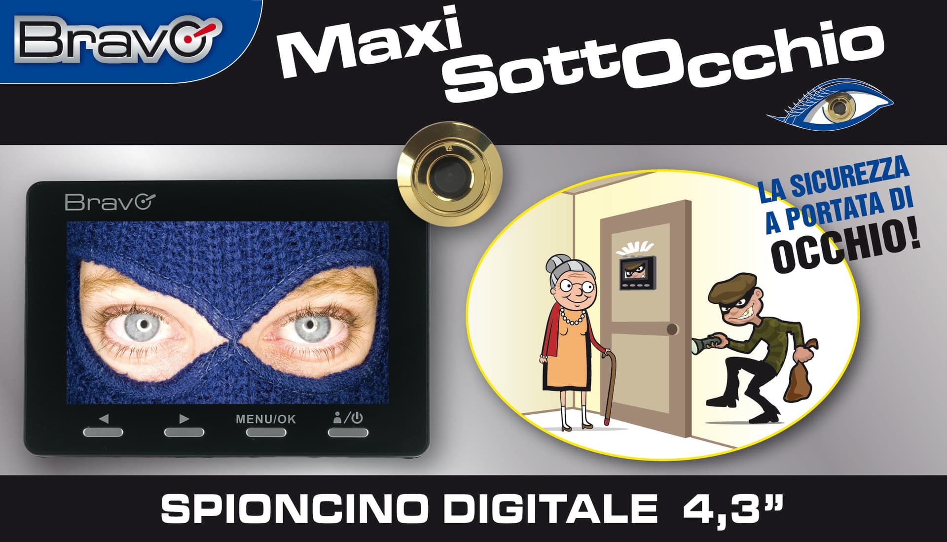 Bravo SPIONCINO DIGITALE ''MAXI SOTTOCCHIO'' , monitor LCD 4,3'' visuale 120 - 2