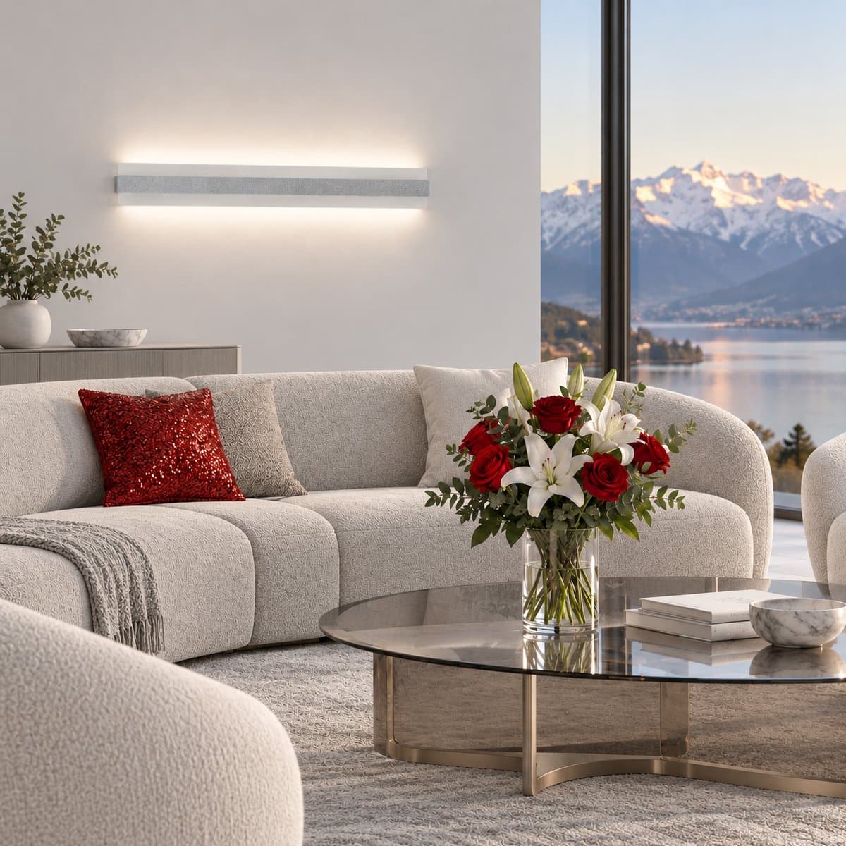 Applique moderna Promoluce DOUP A106 SG LED CCT 3717LM metallo grigio perla e metacrilato biemissione - 2