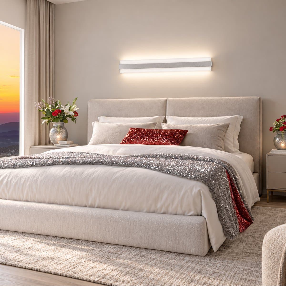 Applique moderna Promoluce DOUP A106 SG LED CCT 3717LM metallo grigio perla e metacrilato biemissione - 3