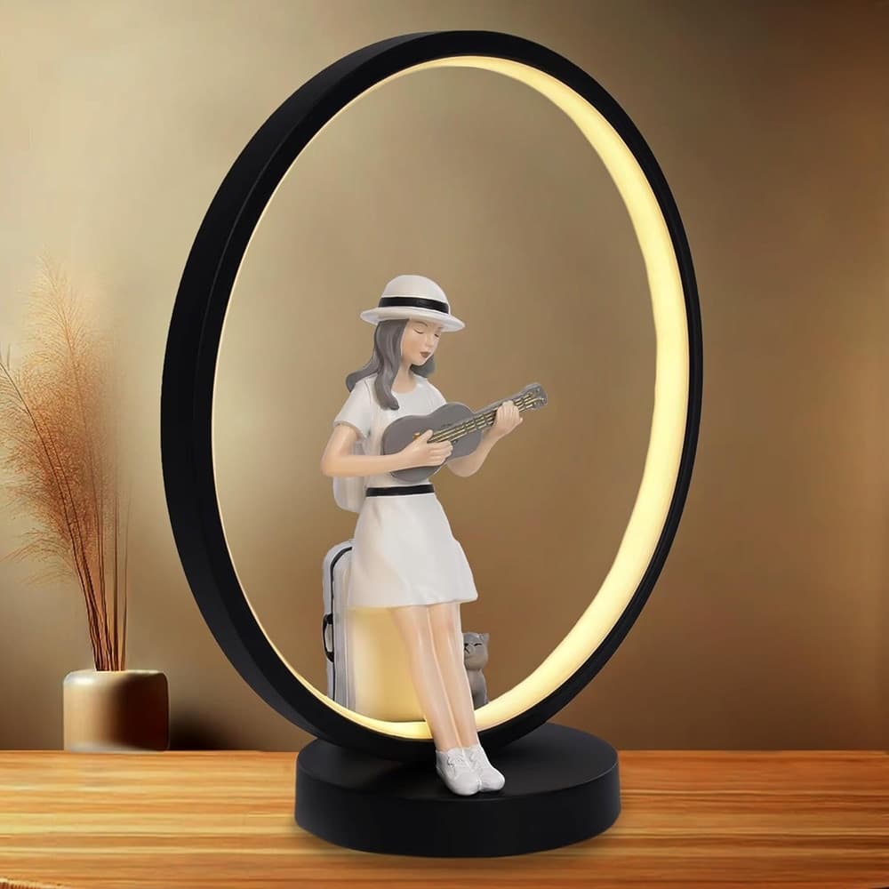 LAMPADA LED TAVOLO DECORATIVA RICARICABILE USB DONNA CON CHITARRA IN POLIRESINA 490453 - 3